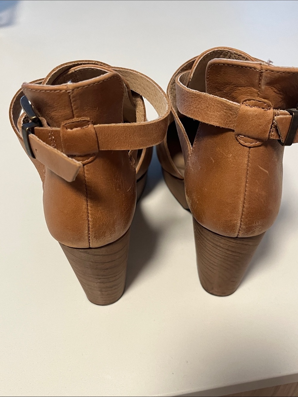 Free People Cedar Tan Leather Clog Mules with Cross Strap - Picture 5 of 7